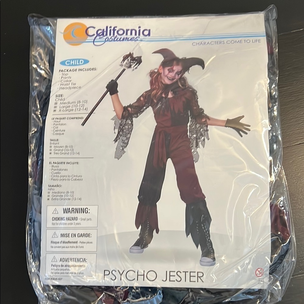 California Costumes Psycho Jester Kids Costume Red Black Size XL 12-14 00527‎